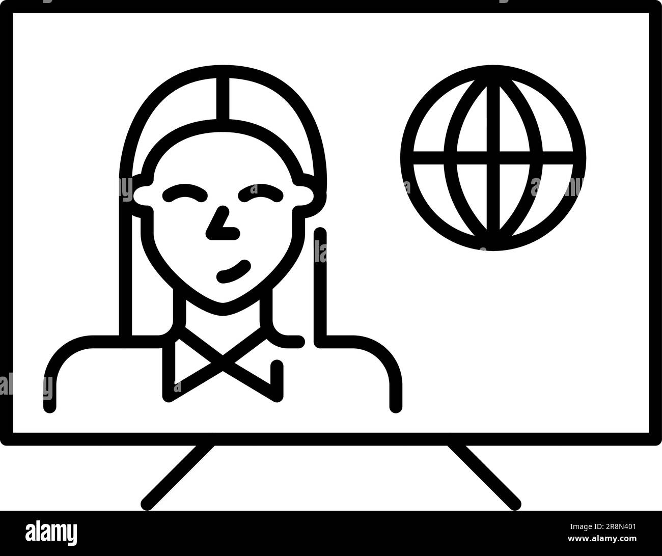 Chaîne de télévision World News. Femme présentatrice. Pixel Perfect, icône modifiable Illustration de Vecteur