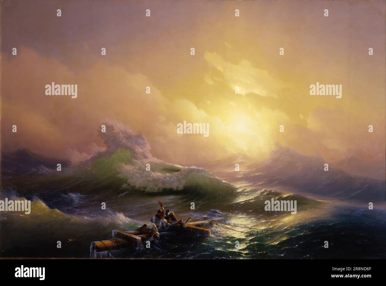 La neuvième vague par Ivan Aivazovsky, 1850, huile sur toile, 221×332 cm, Musée russe d'État, Saint-Pétersbourg. Banque D'Images