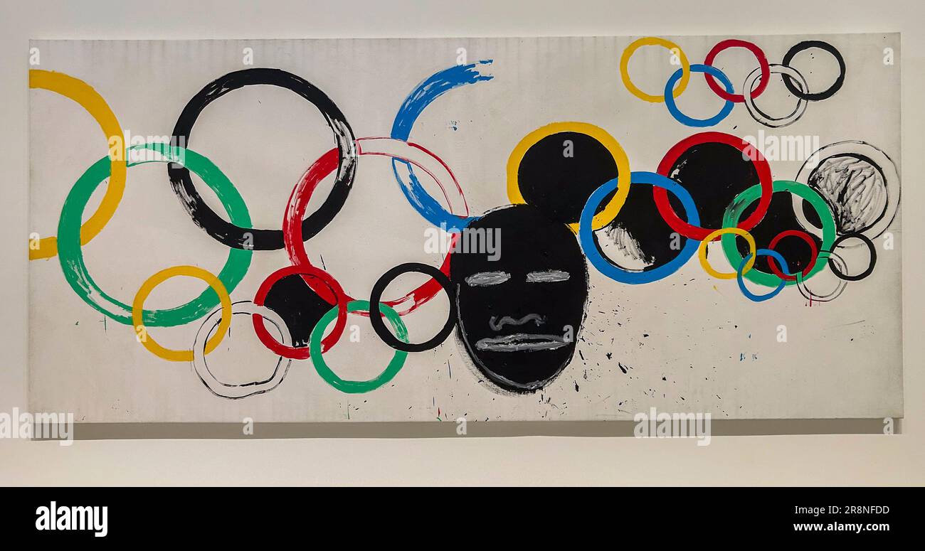 Paris, France, exposition d'art moderne, « anneaux olympiques » (1984), crédit; Andy Warhol, Jean-Michel Basquiat, à la Fondation Louis Vuitton, LVMH Banque D'Images