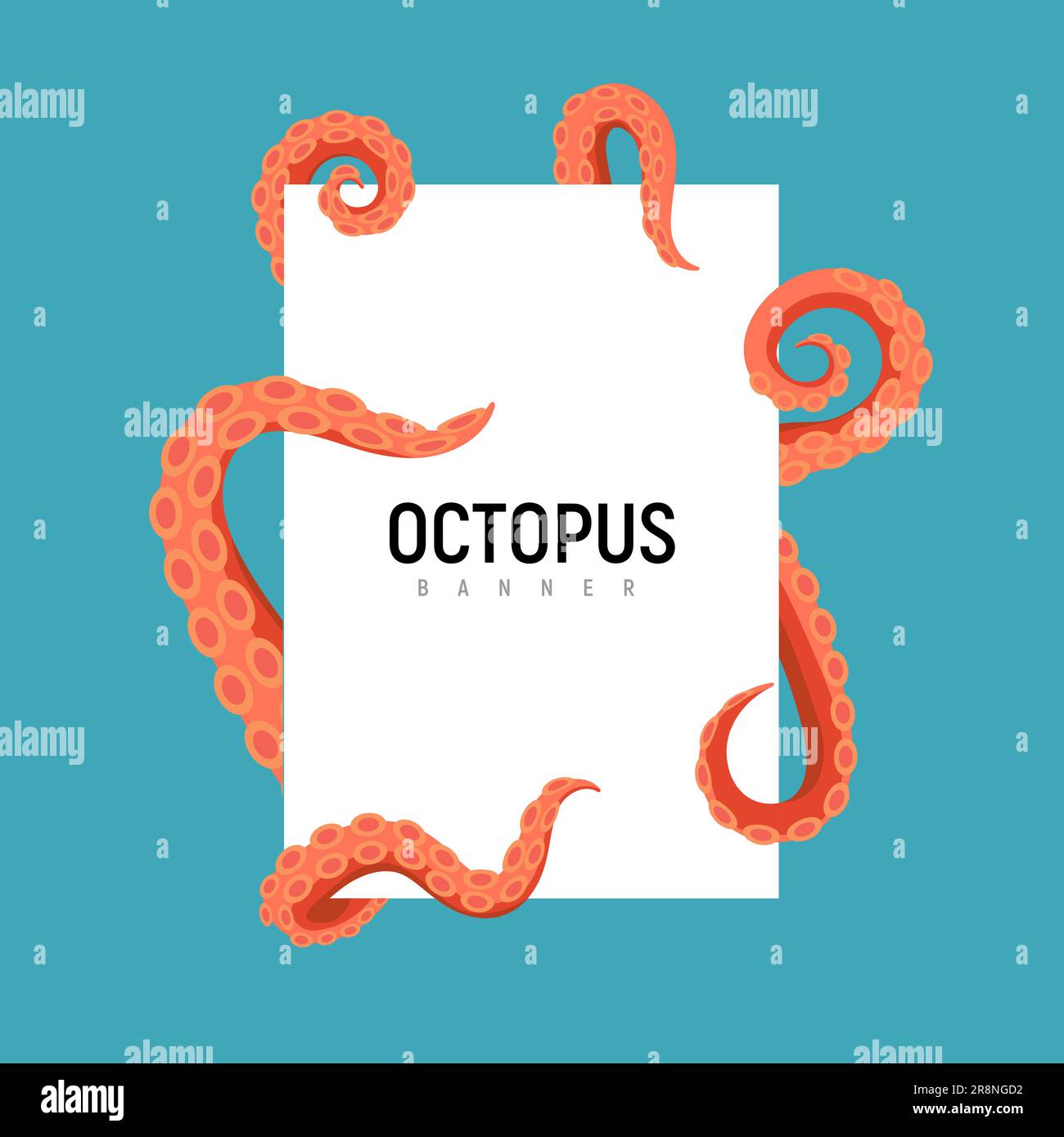 Banderole style topus tentacule. Kraken squid caricature octopus géant isolé monstre océan tentacule. Illustration de Vecteur