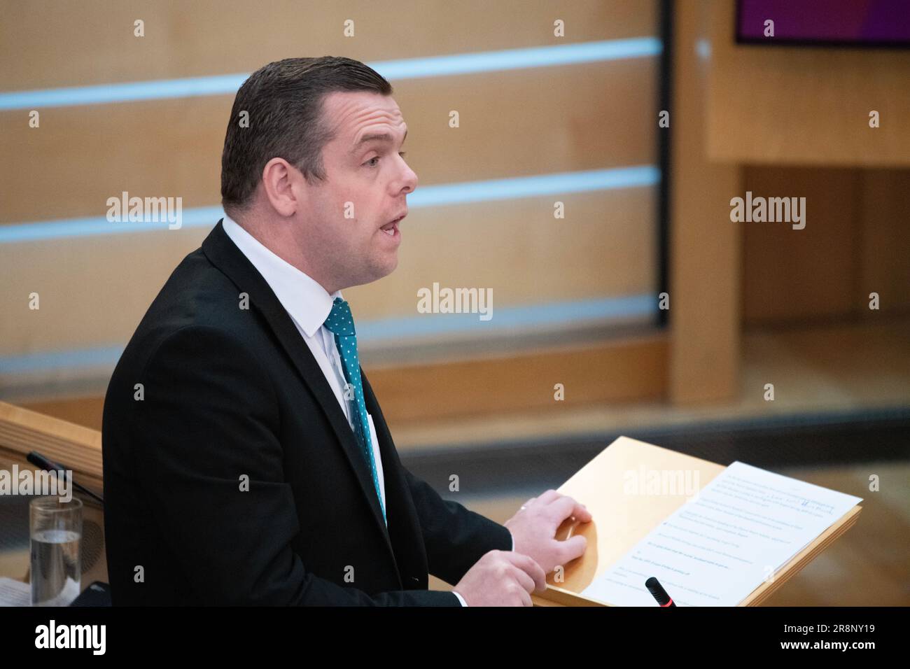 Édimbourg, Écosse, Royaume-Uni. 22nd juin 2023. PHOTO : Douglas Ross MSP, chef du Parti conservateur et unioniste écossais. Session hebdomadaire des premiers ministres questions dans l'Holyrood et la dernière session avant les vacances d'été. Crédit : Colin Fisher/Alay Live News Banque D'Images