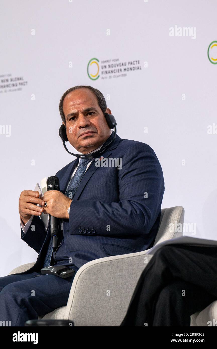 Paris, France. 22nd juin 2023. Le président égyptien Abdel Fattah el-Sissi (ou al-Sissi) assiste à l'ouverture du sommet du « Nouveau pacte mondial de financement », au Palais Brognart, à Paris, en France, sur 22 juin, 2023. Photo par Ammar Abd Rabbo/ABACAPRESS.COM crédit: Abaca Press/Alay Live News Banque D'Images