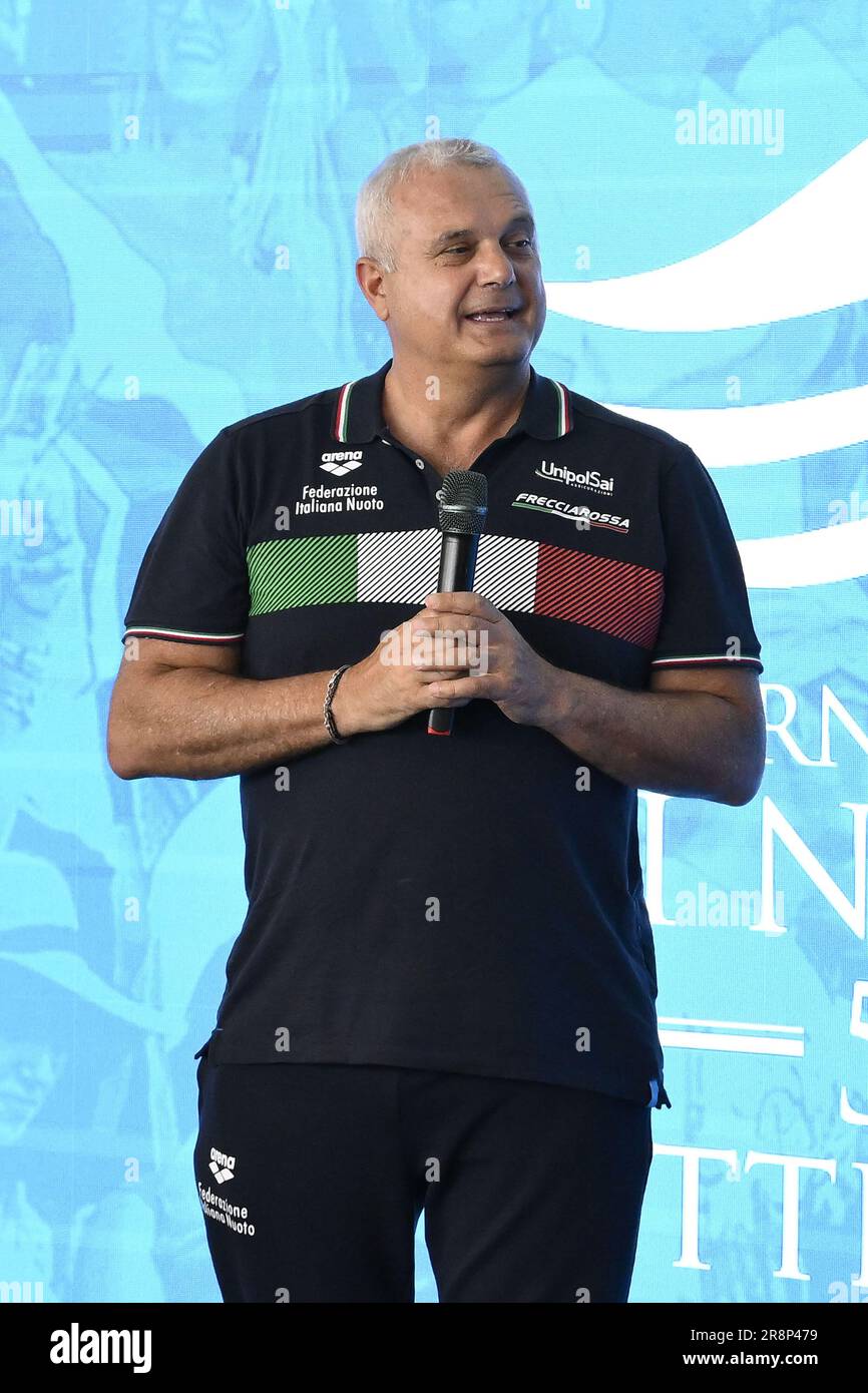 Rome, Italie. 22nd juin 2023. Alessandro Campagna lors de la conférence de presse pour présenter les Championnats internationaux de natation - Trophée Settecolli 59th à la salle We Sport Up, 22 juin 2023, Rome, Italie. Crédit : Agence photo indépendante/Alamy Live News Banque D'Images