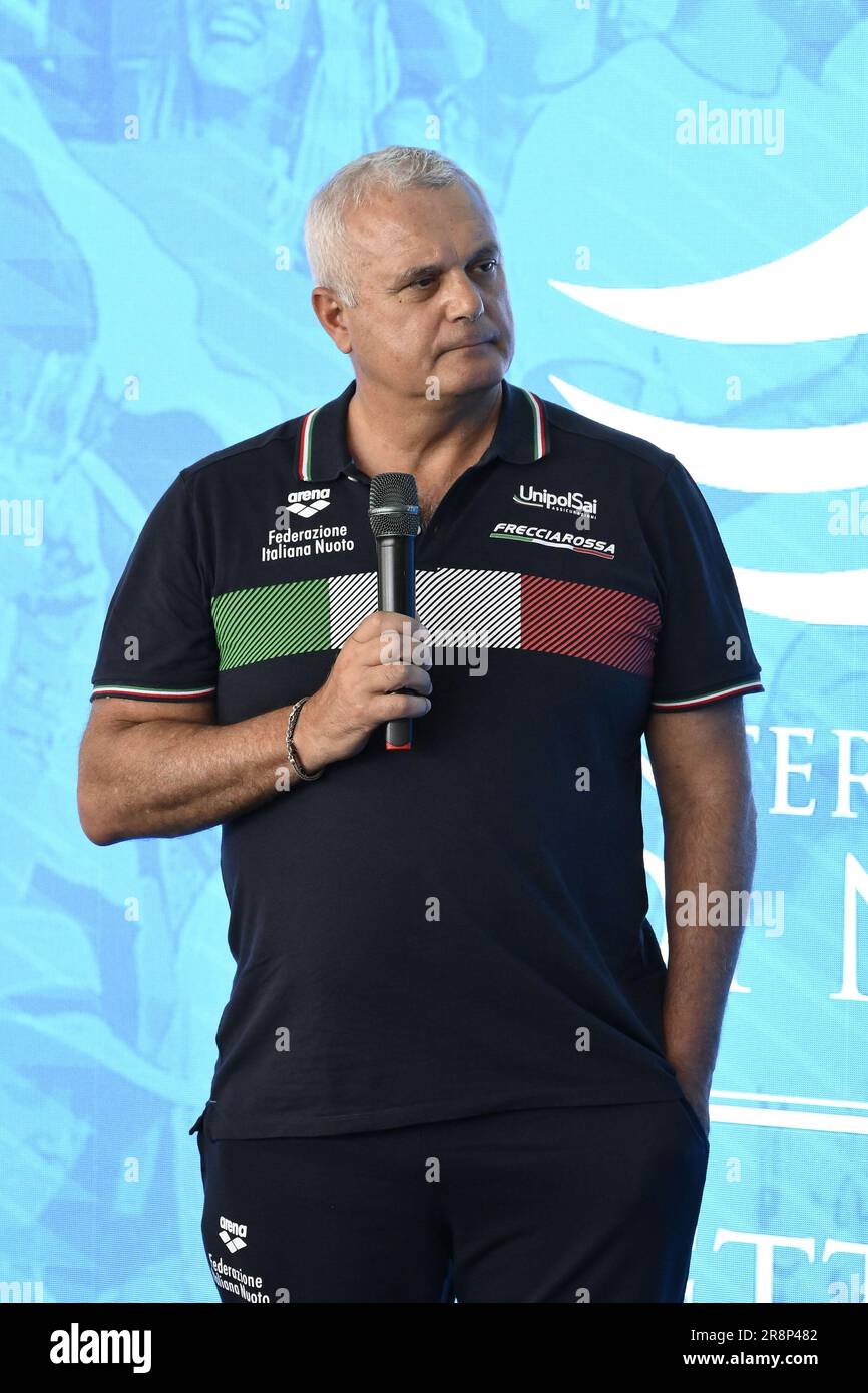 Rome, Italie. 22nd juin 2023. Alessandro Campagna lors de la conférence de presse pour présenter les Championnats internationaux de natation - Trophée Settecolli 59th à la salle We Sport Up, 22 juin 2023, Rome, Italie. Crédit : Agence photo indépendante/Alamy Live News Banque D'Images