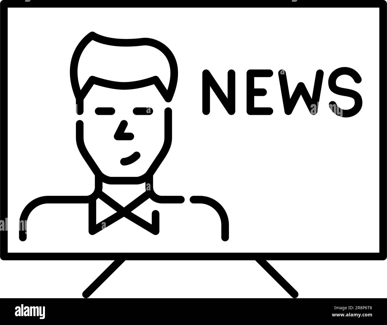Chaîne de télévision. Homme présentant des nouvelles. Pixel parfait, contour modifiable Illustration de Vecteur