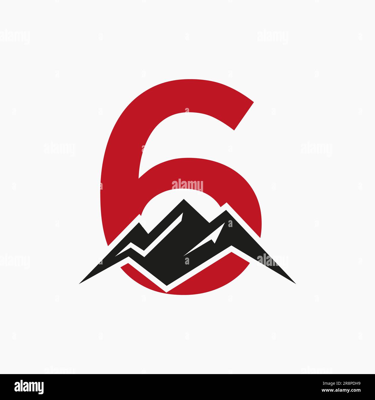 Logo de montage Letter 6. Le logo Mountain nature Landscape s'associe à l'icône Hill et au modèle Illustration de Vecteur