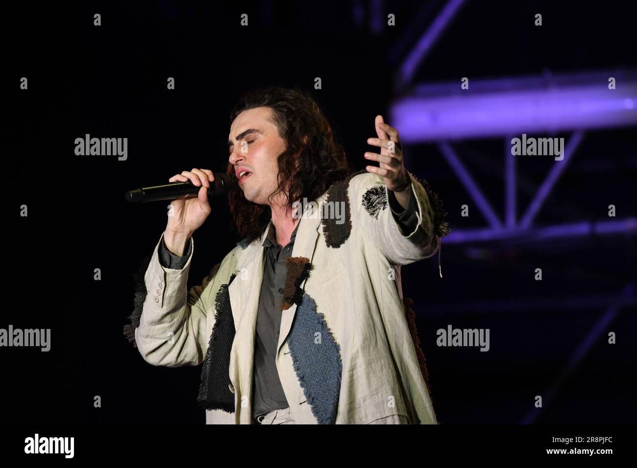 Castello Sforzesco, Milan, Italie, 21 juin 2023, Michele Bravi pendant MICHELE BRAVI - Mondo Sottile - concert de musique de chanteuse italienne Banque D'Images