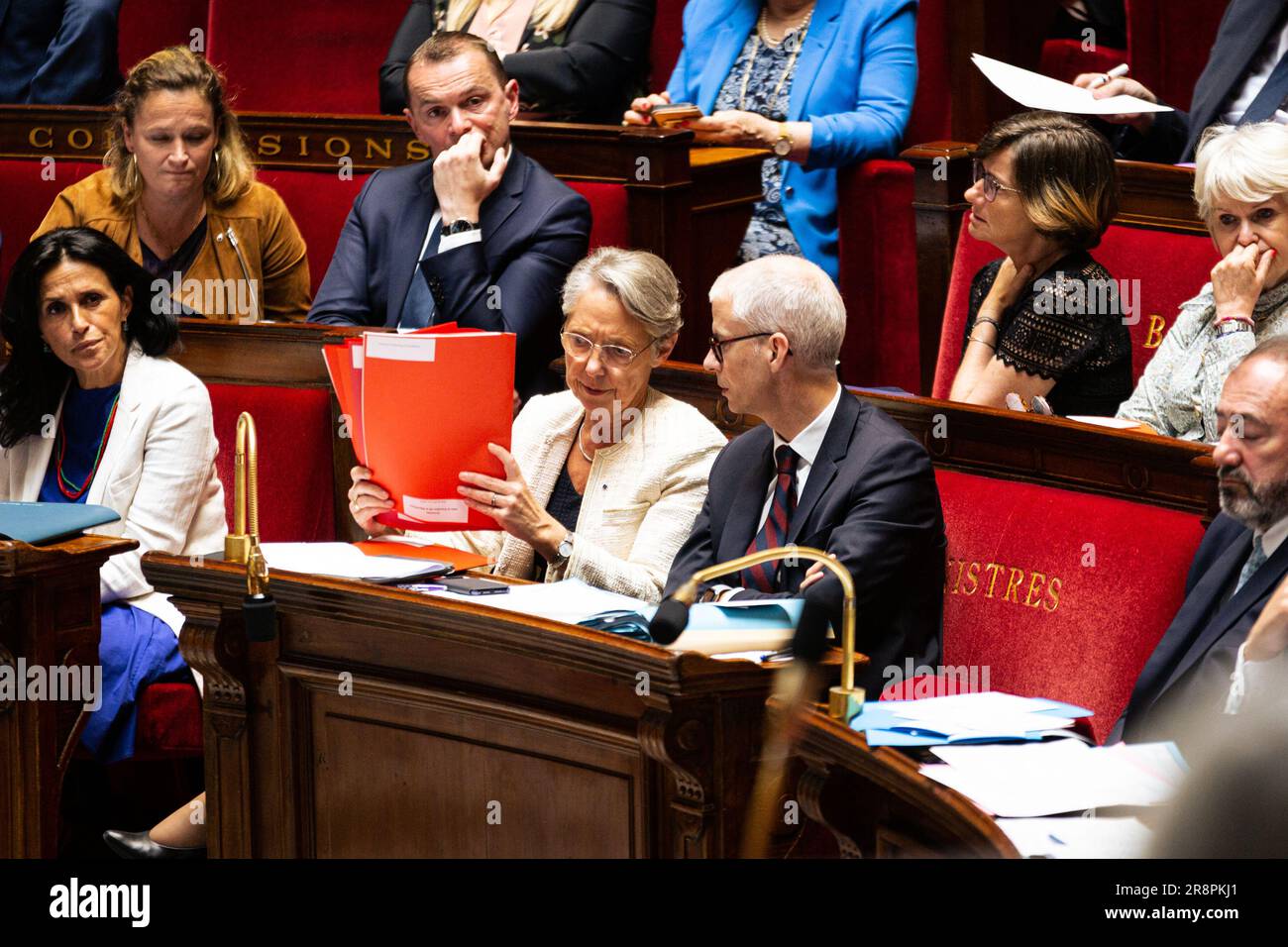 Paris, France. 20th juin 2023. Le Premier ministre français Élisabeth a été vu à l'Assemblée nationale. Séance de questions pour le gouvernement d'Elisabeth porté à l'Assemblée nationale, au Palais Bourbon à Paris. (Photo par Telmo Pinto/SOPA Images/Sipa USA) crédit: SIPA USA/Alay Live News Banque D'Images