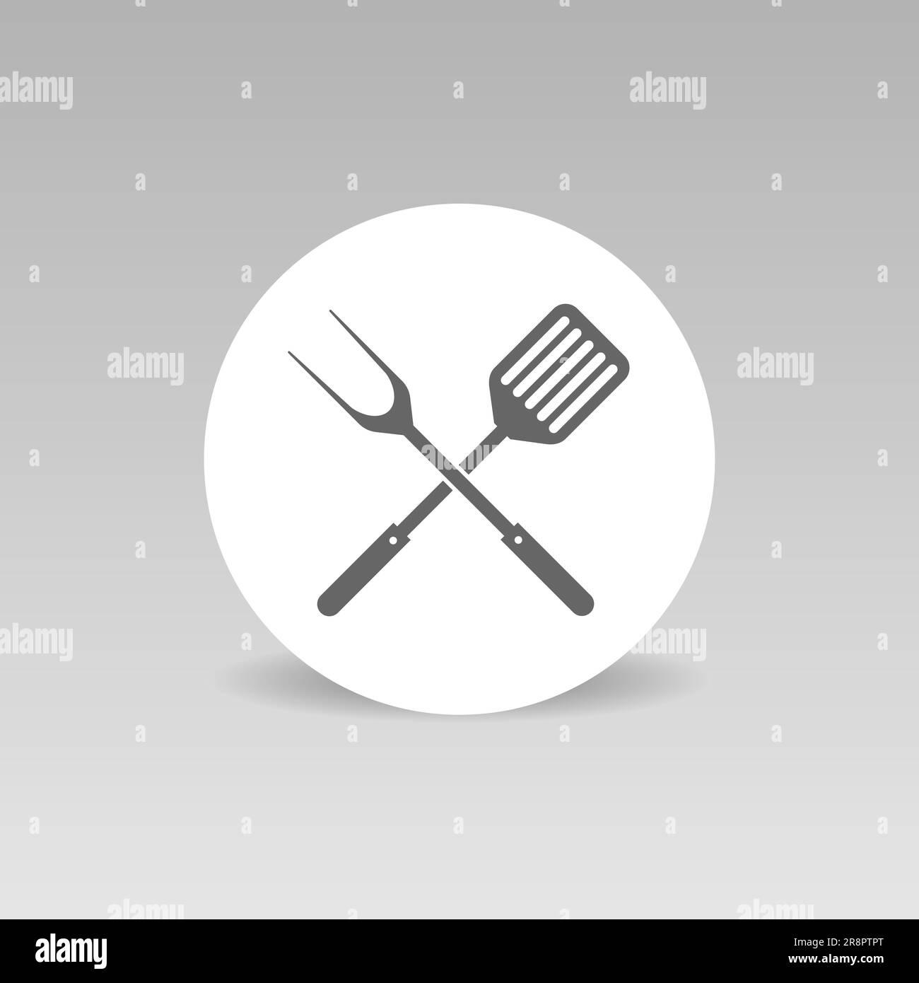 Outils de barbecue vecteur icône barbecue fourchette avec spatule Illustration de Vecteur