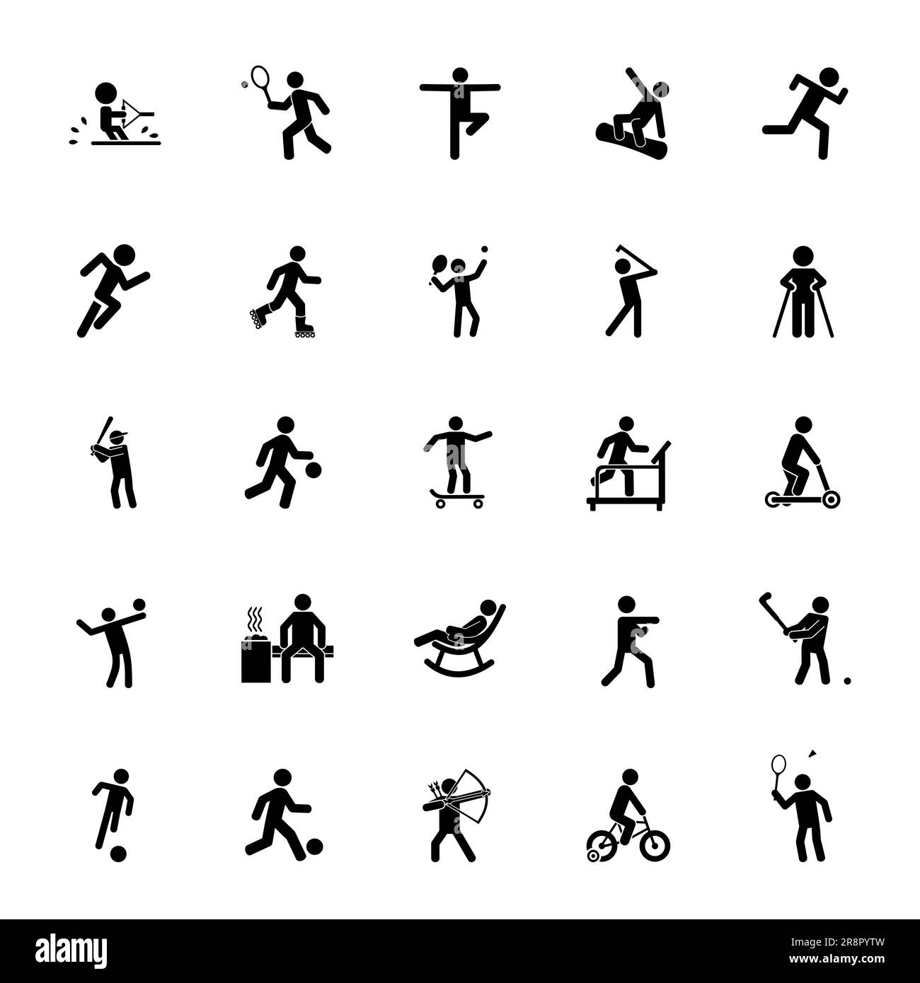 Ensemble d'icônes de personnes actives. Collection sport et activités Illustration de Vecteur