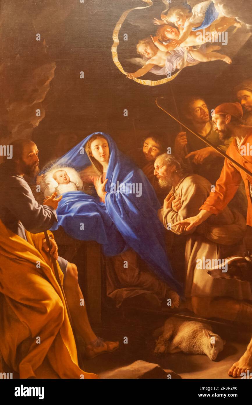 Angleterre, Londres, Heartford House, The Wallace Collection Museum, peinture intitulée « l'adoration des bergers » de Philippe de Champaigne Banque D'Images