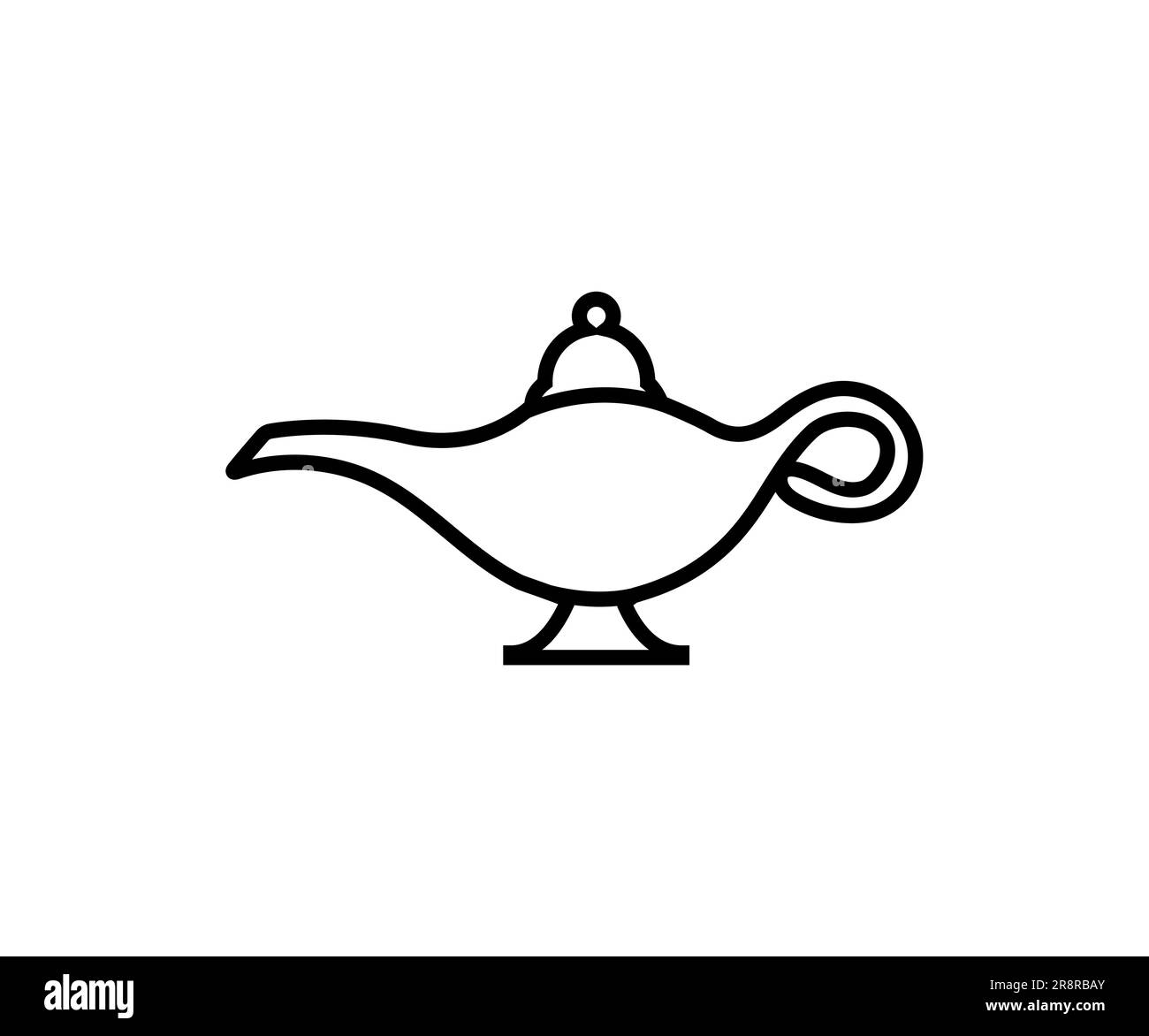 Icône ancienne ligne vectorielle du logo de la lampe Aladdin. Genie