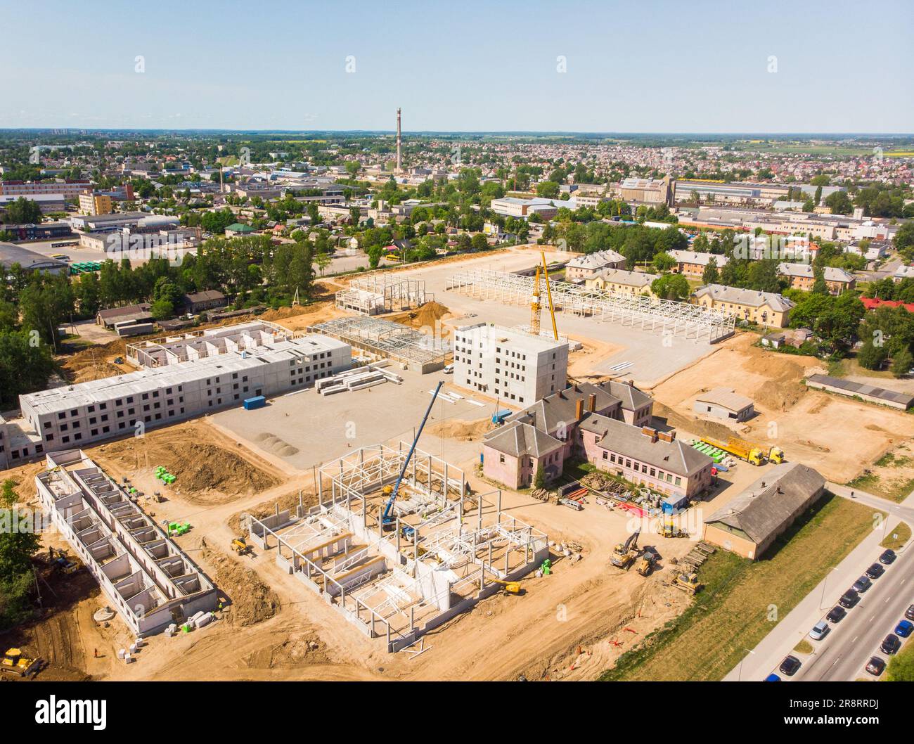 Siauliai, Lituanie - 27th juin 2023 : vue aérienne nouveau site de construction de base militaire.expansion de l'OTAN à l'est. Installations de la base militaire du bataillon Margariris Banque D'Images