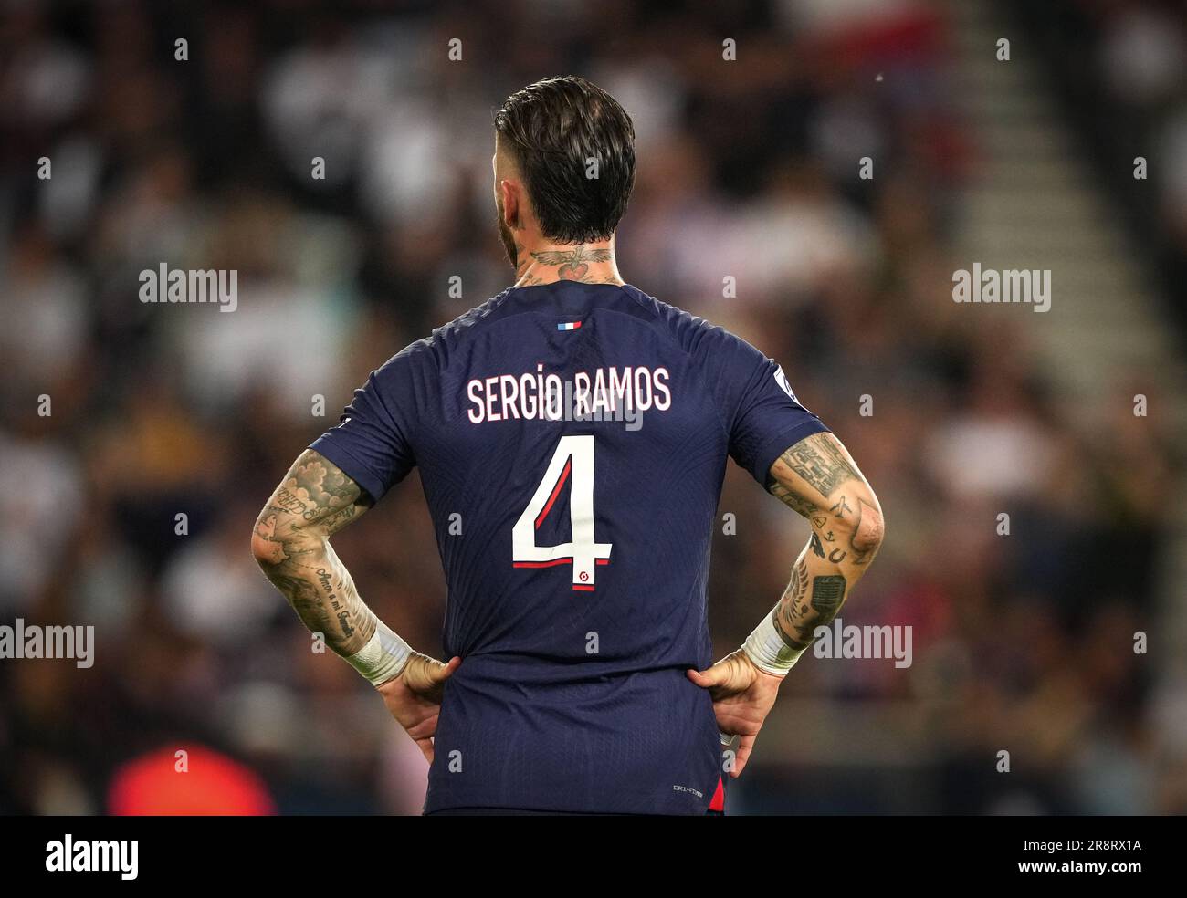 Sergio Ramos du PSG lors du match de la Ligue 1 entre Paris Saint Germain et Clermont foot au Parc des Princes, Paris, France, le 3 juin 2023. Photo par Banque D'Images