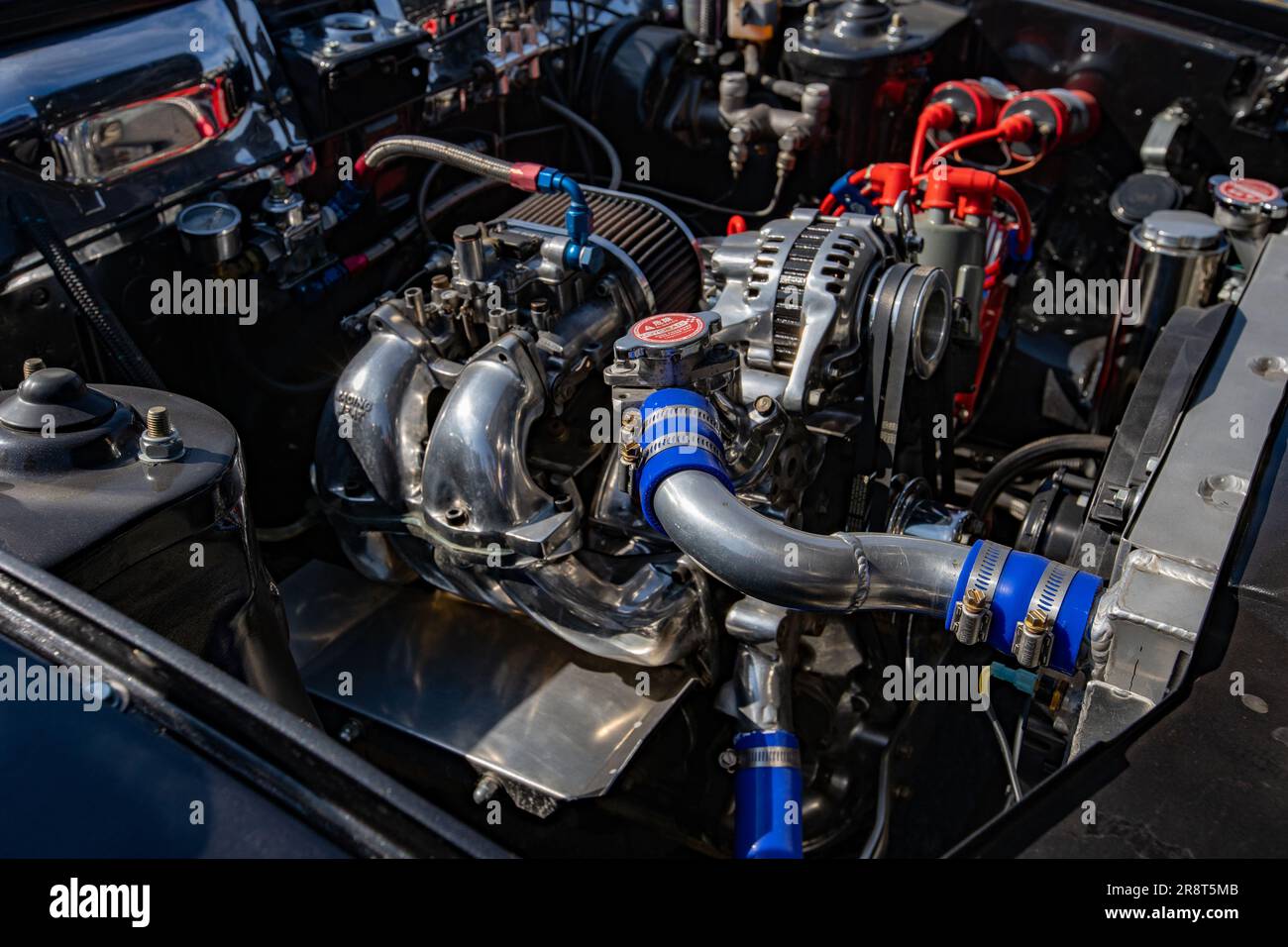 Gros plan du moteur d'une voiture Banque D'Images