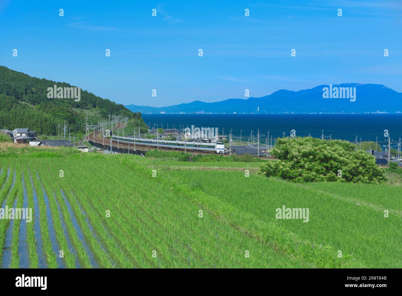 Ligne JR Kosei et paysage rural Banque D'Images