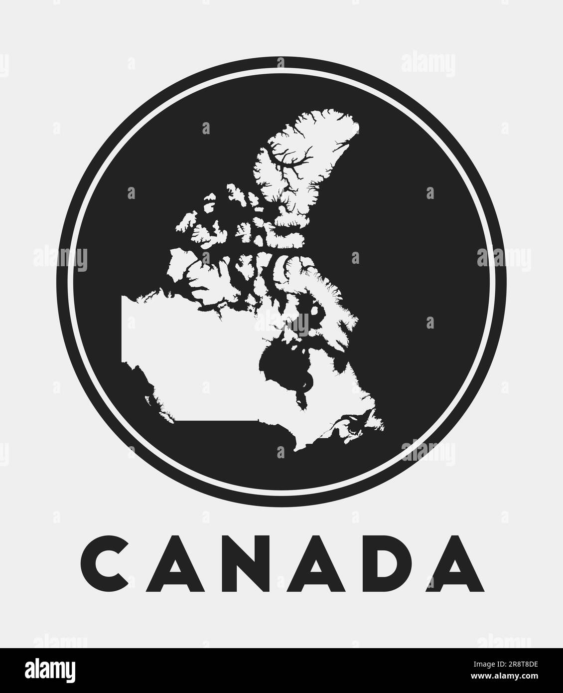 Icône Canada. Logo rond avec carte du pays et titre. Emblème Canada ...