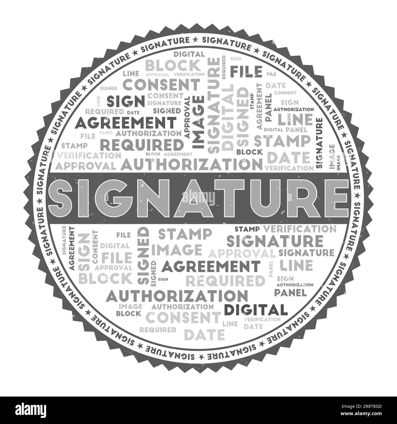 IMAGE de mot DE SIGNATURE. Concept de signature avec nuages de mots et texte rond. Couleurs et texture de grunge agréables. Illustration vectorielle nette. Illustration de Vecteur