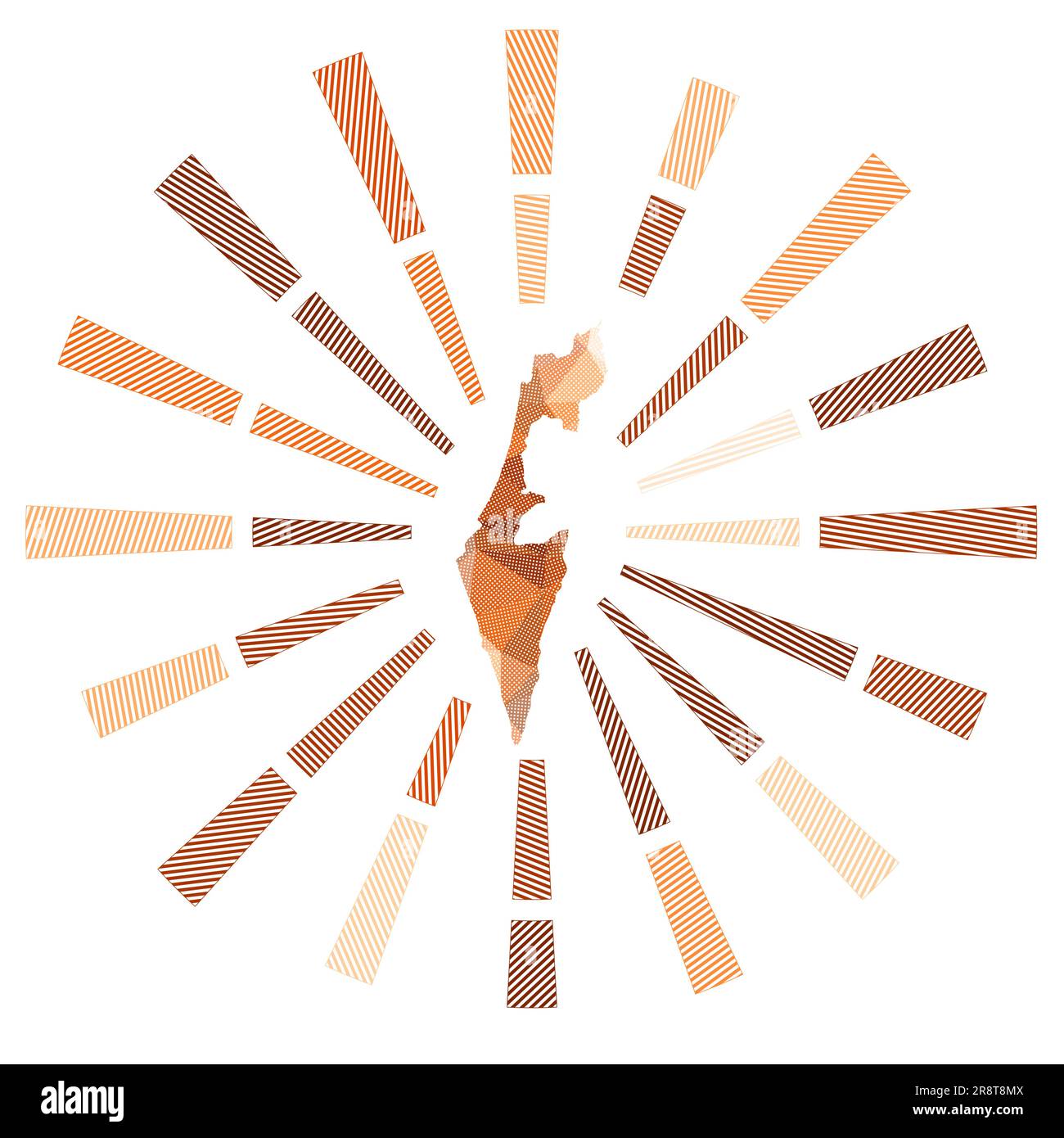 Israël a pris le soleil. Faible rayure de poly rayés et carte du pays. Illustration vectorielle puissante. Illustration de Vecteur