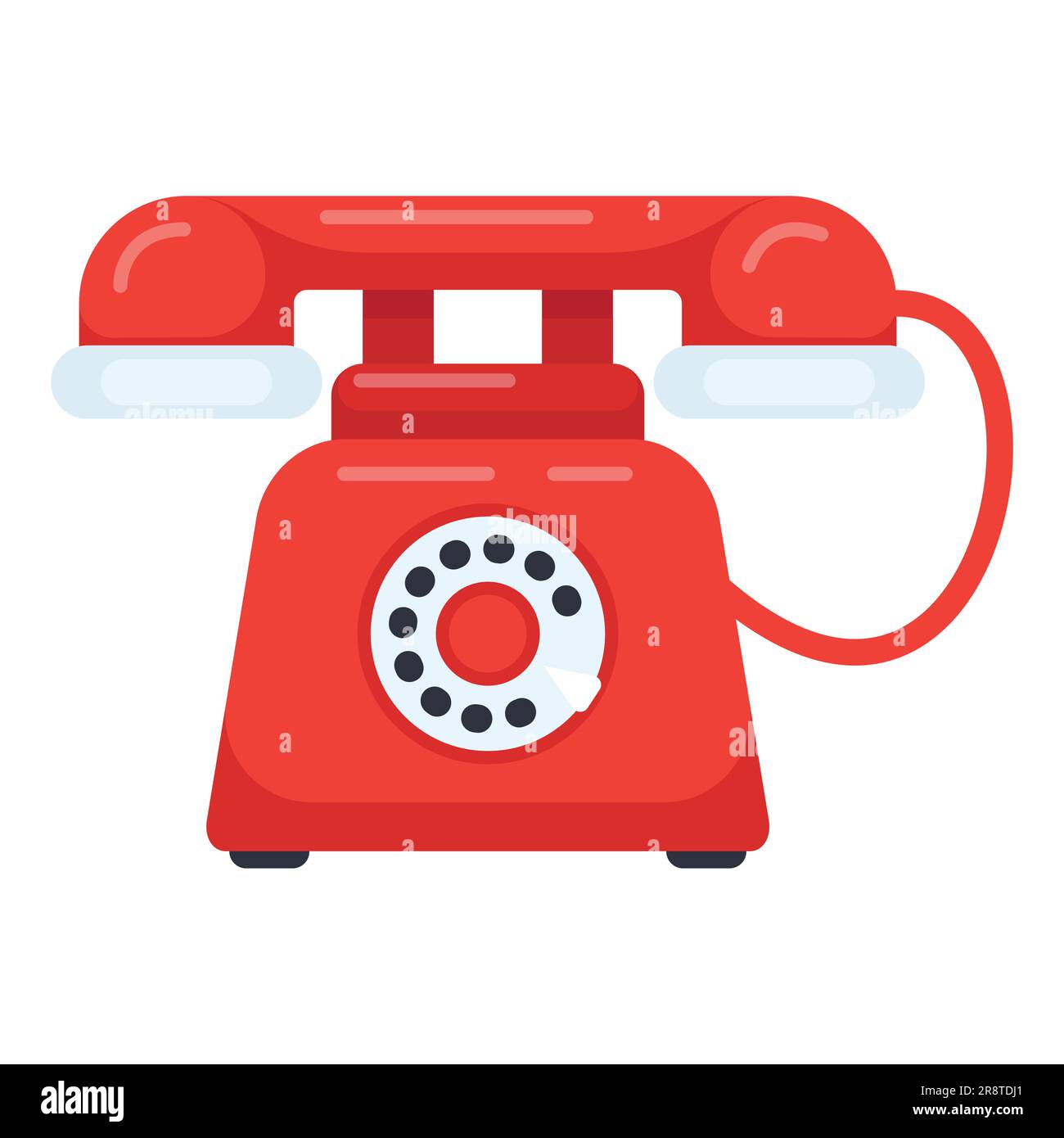 Ancien téléphone rotatif. téléphone rouge vintage isolé sur fond blanc. illustration vectorielle Illustration de Vecteur