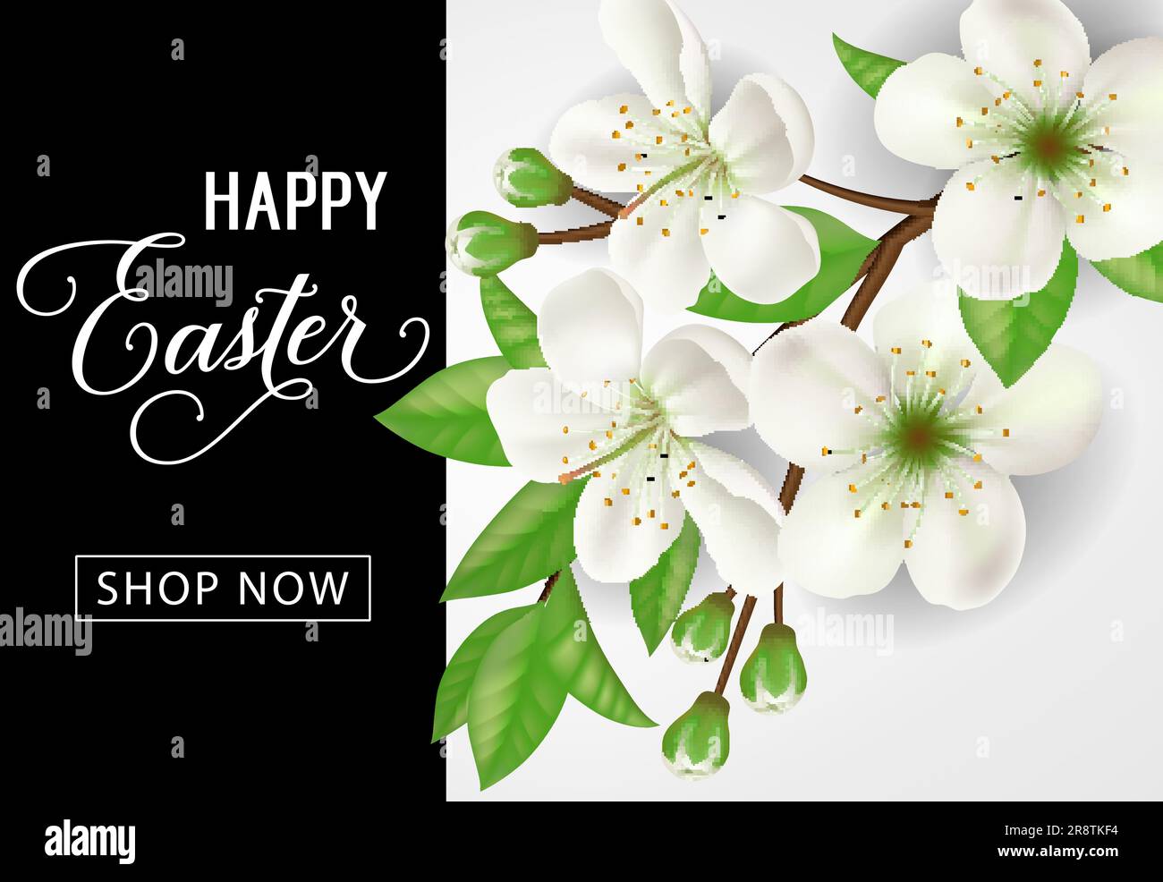 Happy Easter Shop désormais lettering et Twig Illustration de Vecteur