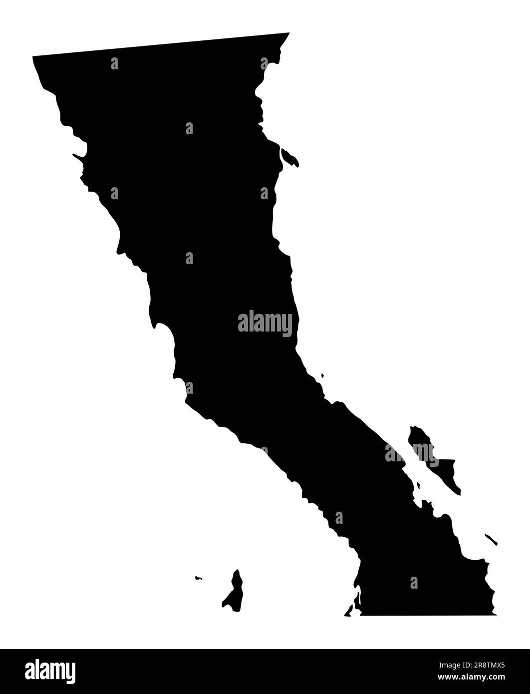 Silhouette de carte de Basse-Californie isolée sur fond blanc, Mexique Illustration de Vecteur