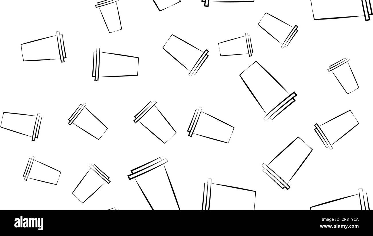 Motif sans couture avec bols à crème glacée noir et blanc, seau à crème glacée, crème glacée au popsicle, cônes de crème glacée. Illustration de Vecteur