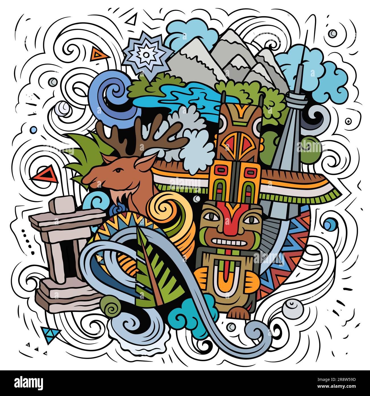 Illustration de la bande dessinée canadienne. Design canadien amusant. Illustration de Vecteur