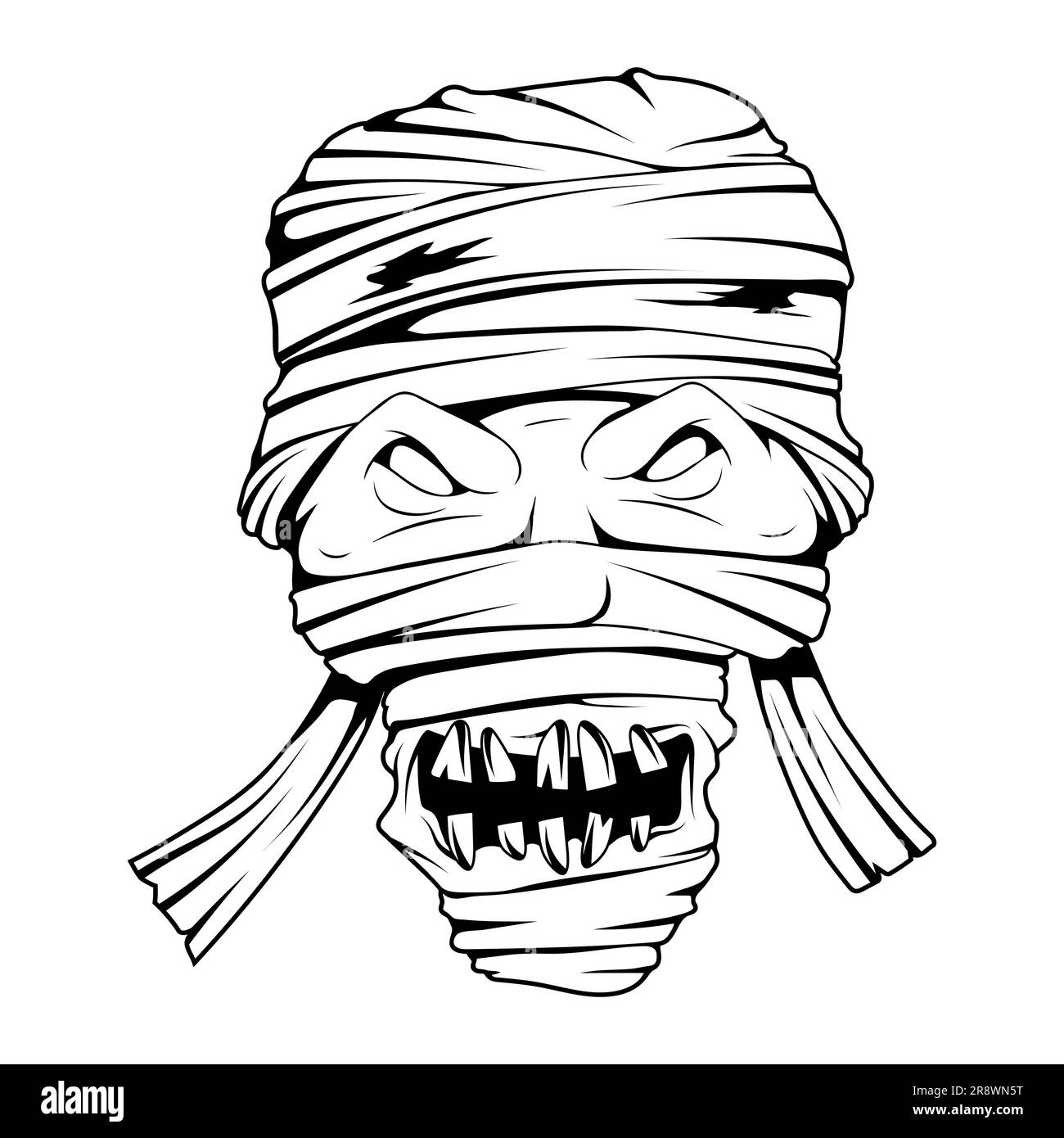 Maman. Illustration vectorielle d'un film d'horreur de momie égyptienne d'esquisse et halloween. Humain enveloppé dans un tissu enveloppé autour du corps Illustration de Vecteur