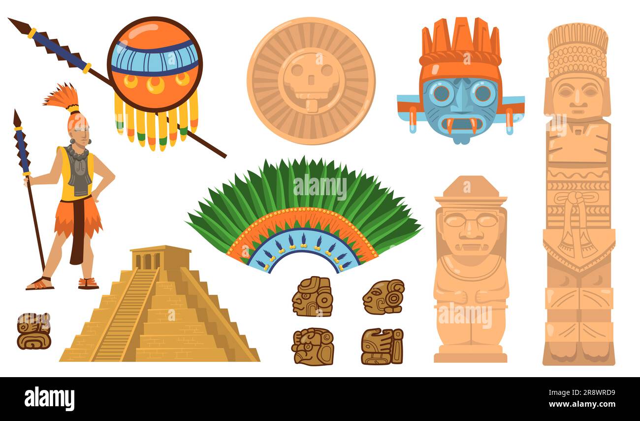 Jeu de symboles Aztec et Maya Illustration de Vecteur
