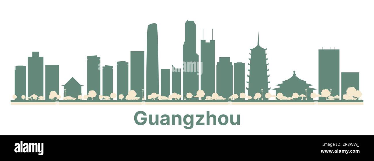 Résumé Guangzhou China City Skyline avec des bâtiments de couleur. Illustration vectorielle. Voyages d'affaires et tourisme concept avec architecture moderne. Illustration de Vecteur