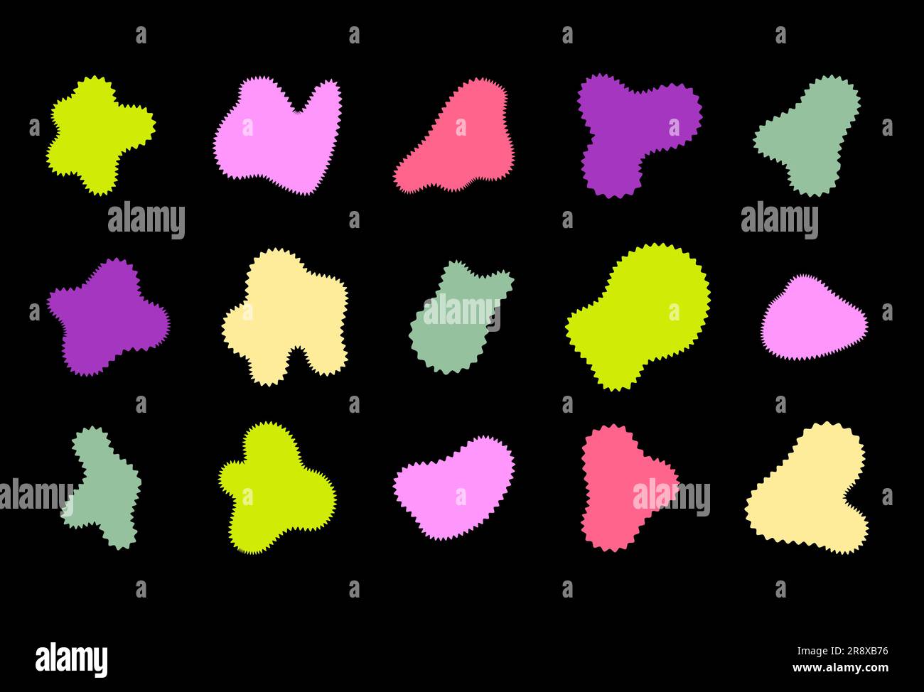 Ensemble de formes organiques aléatoires lumineuses vectorielles. Illustration de Vecteur