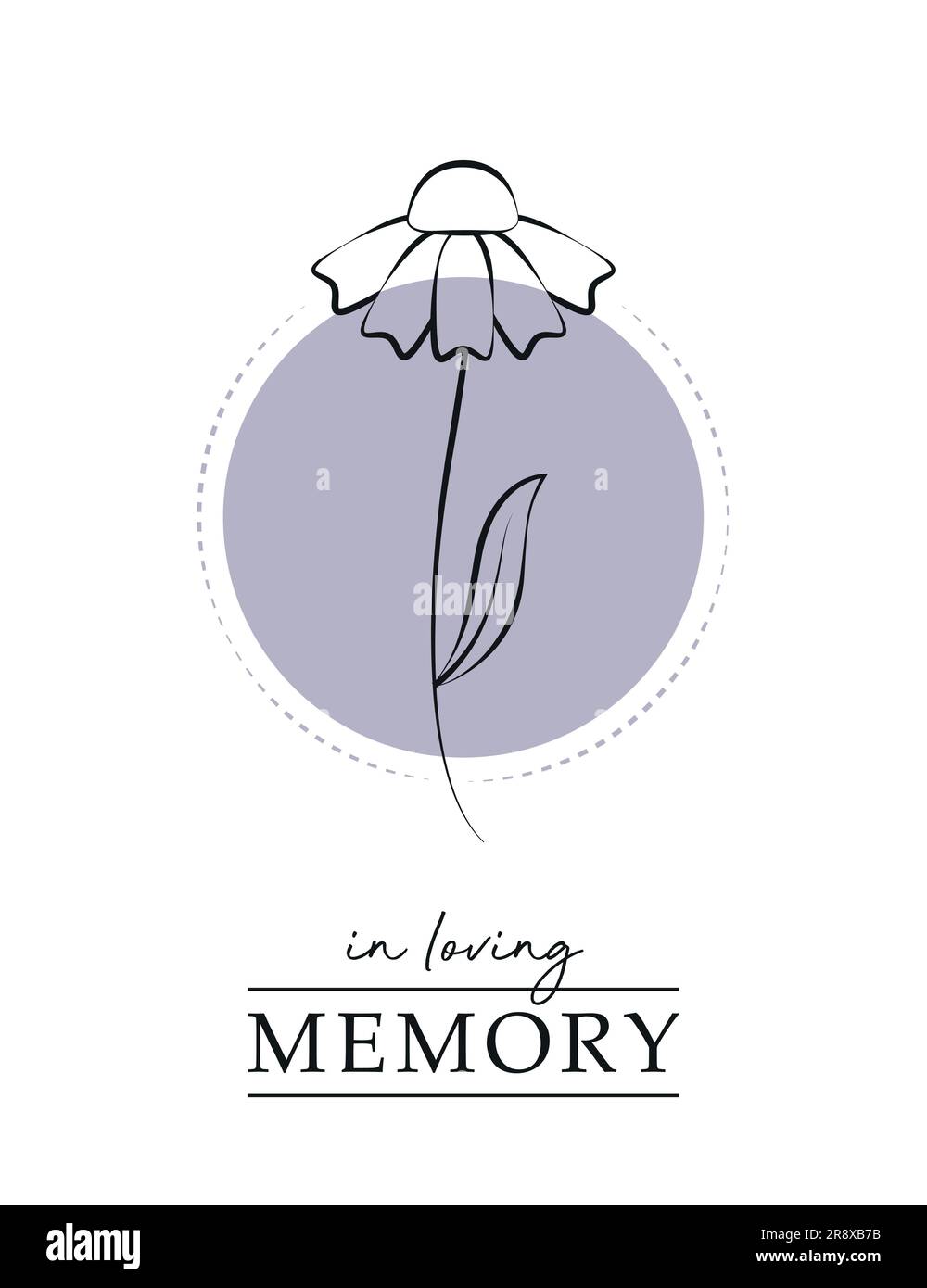 carte de condoléances avec contour de fleur en mémoire aimante Illustration de Vecteur
