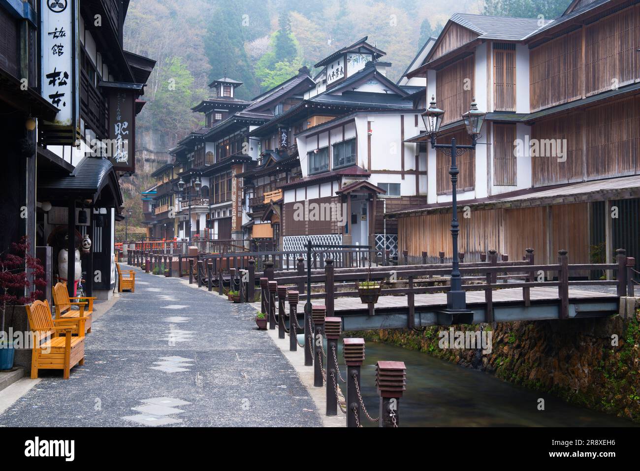 Source chaude de Ginzan Onsen Banque D'Images