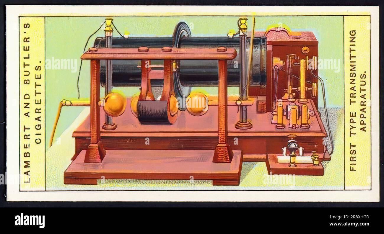 Premier type d'appareil de transmission - carte à cigarettes vintage Banque D'Images