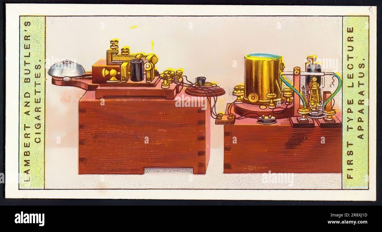 Appareil de lecture Marconi de premier type - carte à cigarettes vintage Banque D'Images