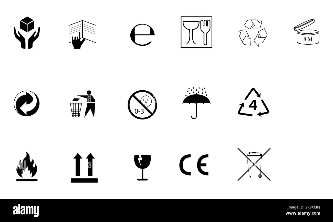 Ensemble d'icônes d'étiquette d'emballage Illustration de Vecteur