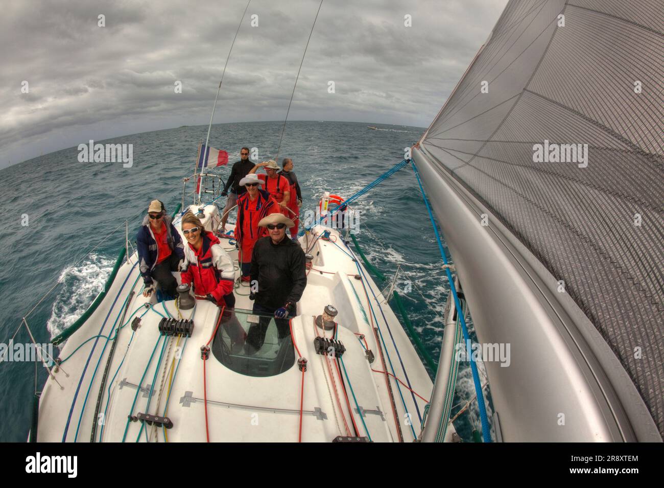 À bord d'un yacht lors d'une course semestrielle de 2009 dans le Pacifique, au large de la Nouvelle-Calédonie. Banque D'Images