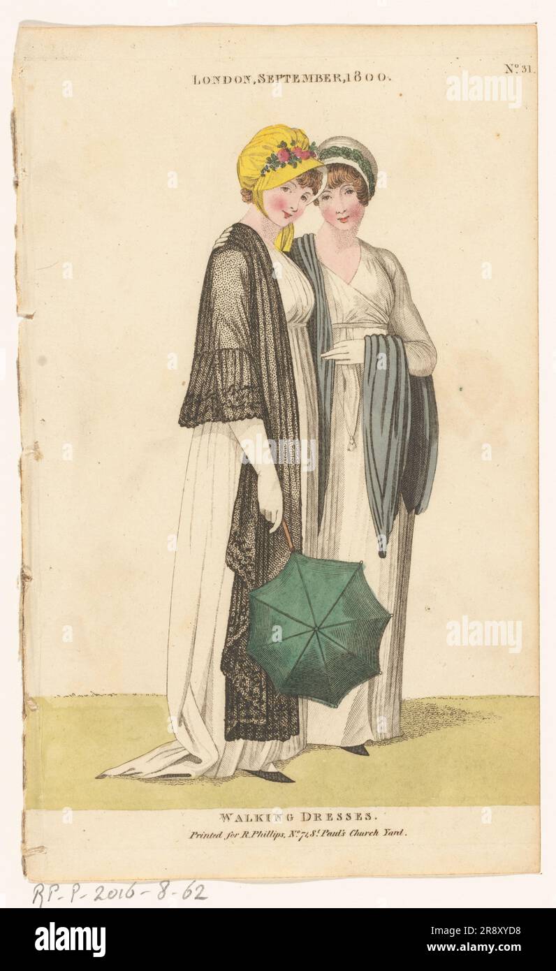 Magazine des Fashions féminins de Londres et de Paris. N° 31: Londres, septembre 1800: Promenades en robes, 1800. Banque D'Images