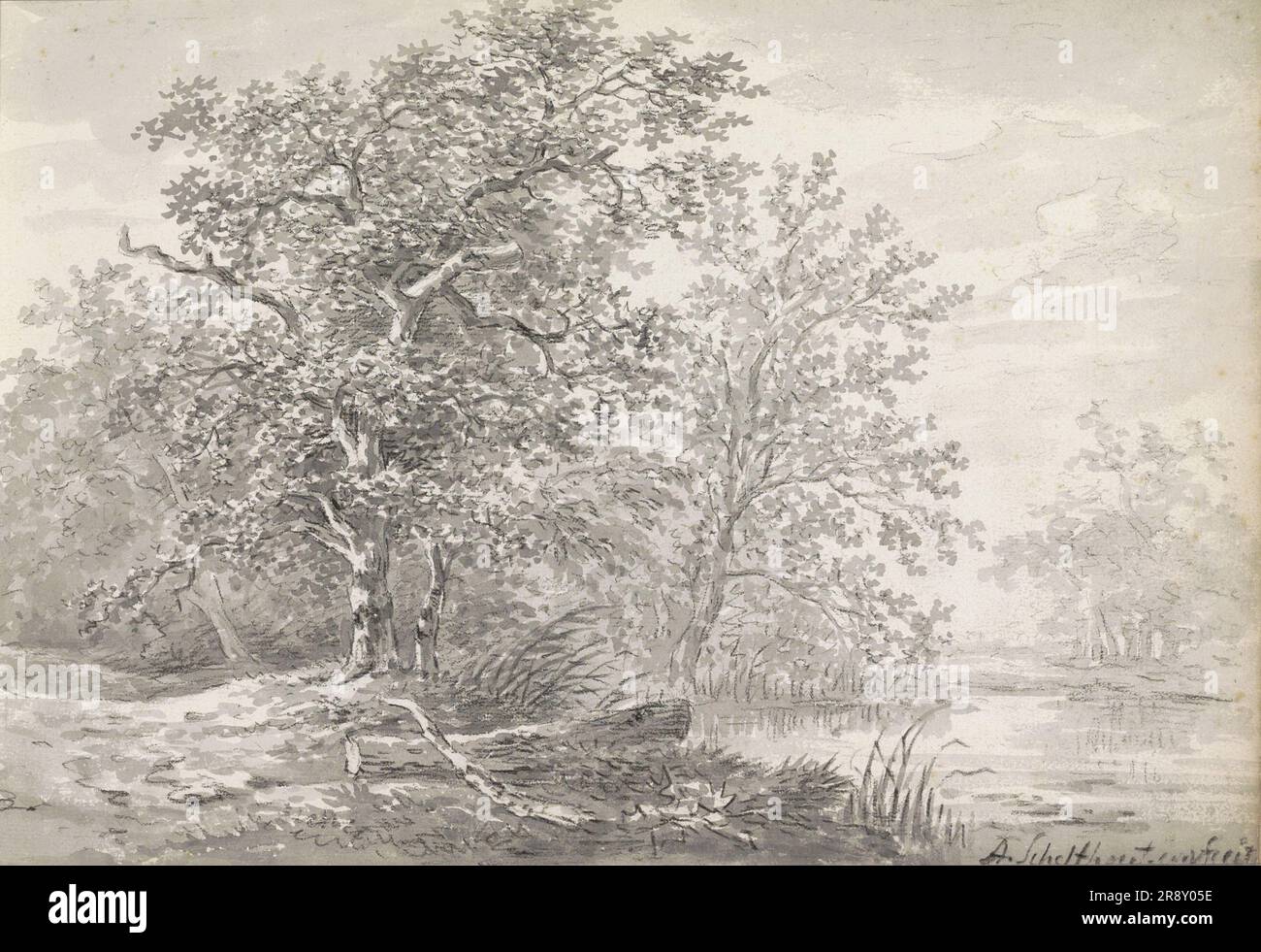 Arbres sur un front de mer, c.1811. Banque D'Images