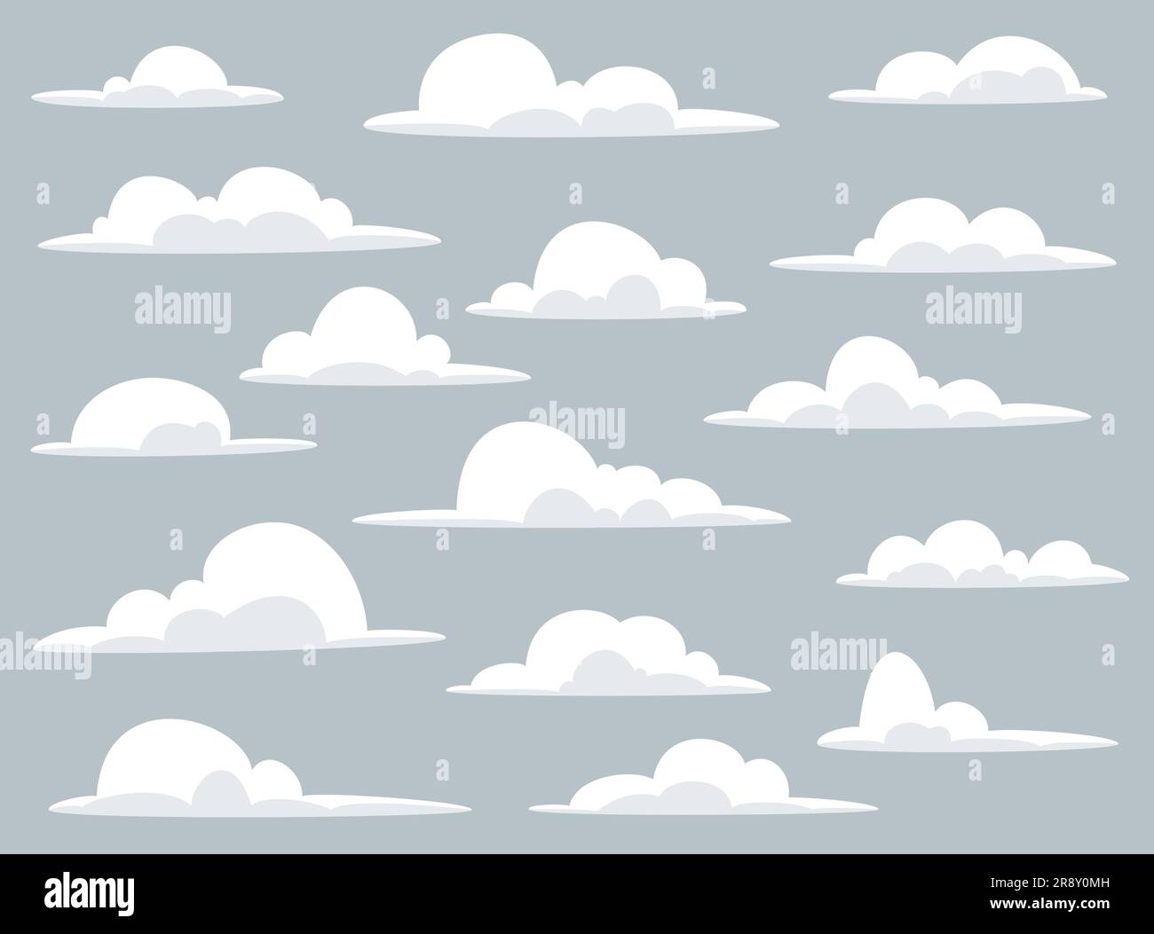 Ensemble de nuages de dessins animés Illustration d'une collection de divers nuages de dessins animés vectoriels sur un fond bleu ciel Illustration de Vecteur