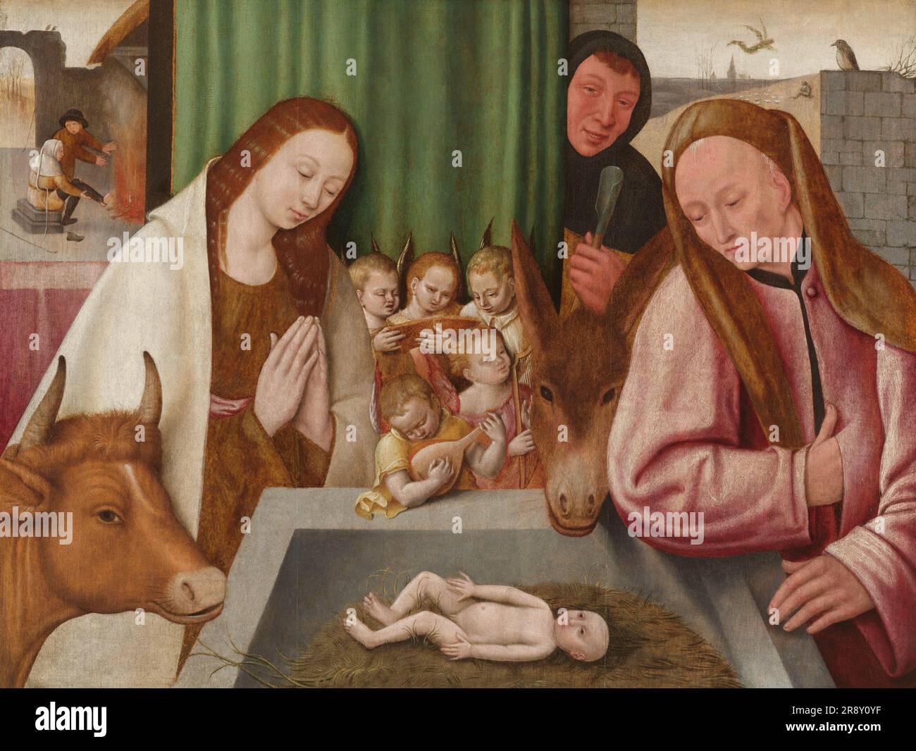 Nativité, c.1550-c. Autre titre(s) : l'adoration de l'enfant Banque D'Images