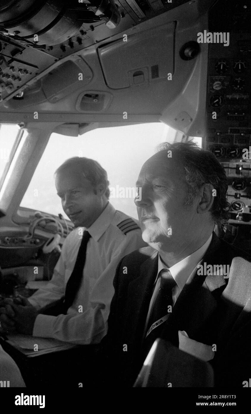 Freddie Laker a lancé Skytrain, le vol inaugural a eu lieu parmi beaucoup de battage médiatique le 26 septembre 1977. Il s'agissait d'un service quotidien à petit prix entre Londres Gatwick et JFK à New York. ANNÉES 1970 ROYAUME-UNI HOMER SYKES Banque D'Images