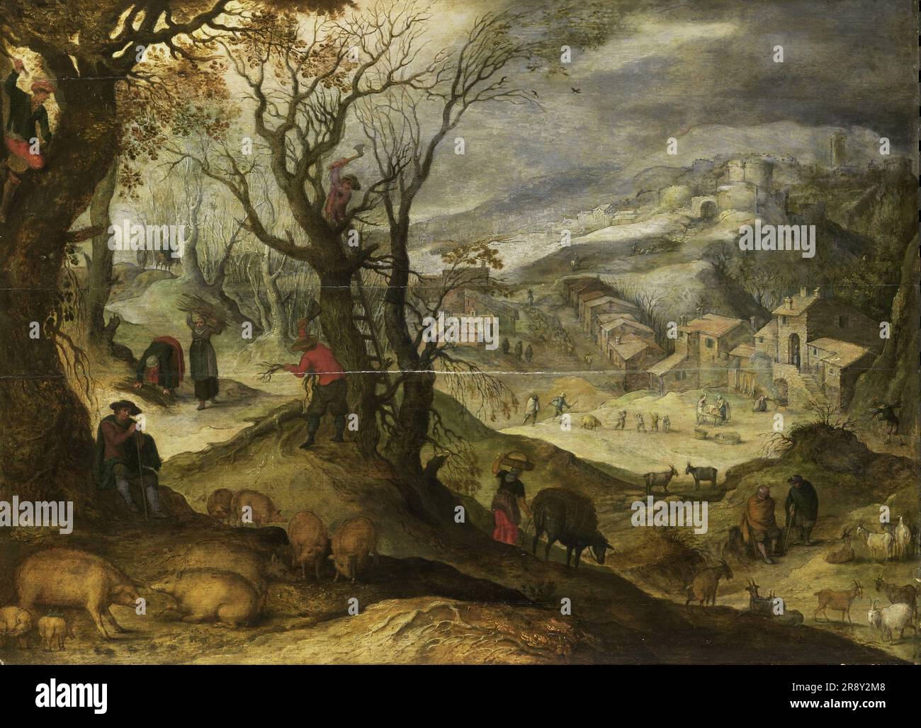 Paysage d'hiver, 1615-1650. Copie après Paul Bril. Banque D'Images