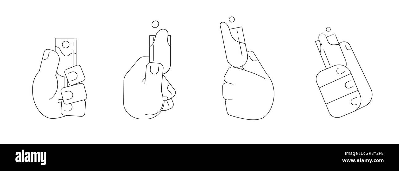 Champagne verre à vin main main main main monochromatique plat vecteur mains ensemble Illustration de Vecteur