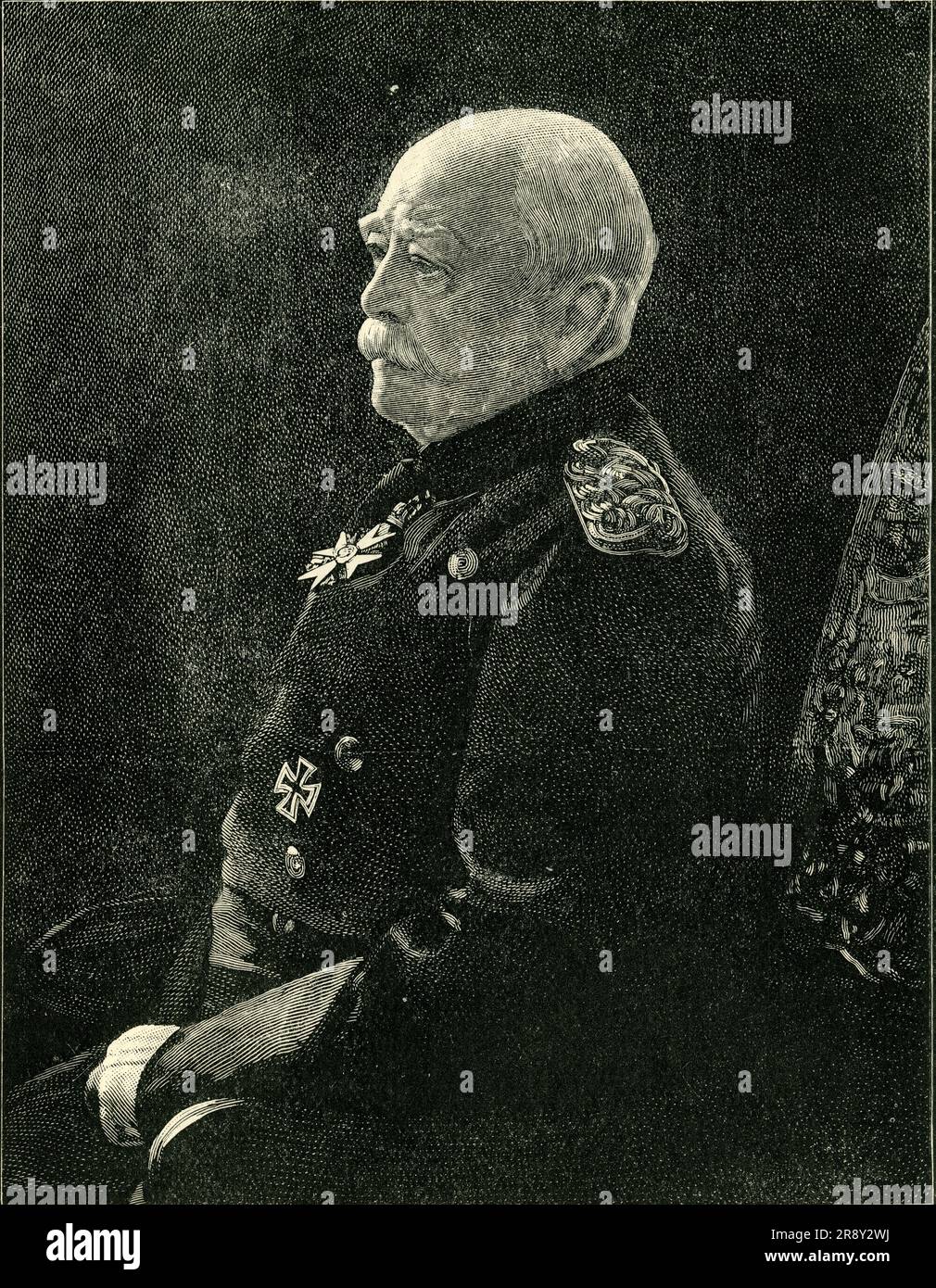 'Bismarck à soixante-dix-neuf', C1895, (C1900). Portrait d'Otto von Bismarck, homme d'État et diplomate prussien et plus tard allemand, premier chancelier de l'Empire allemand, ministre-président de la Prusse. Gravure après une photographie. De "Cassell's History of England, vol. IX". [Cassell and Company, Limited, Londres, Paris, New York & amp ; Melbourne] Banque D'Images