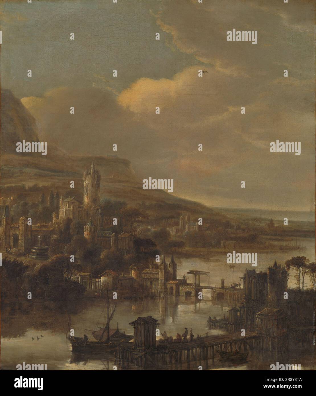 Vue sur la rivière, 1640-1674. Banque D'Images