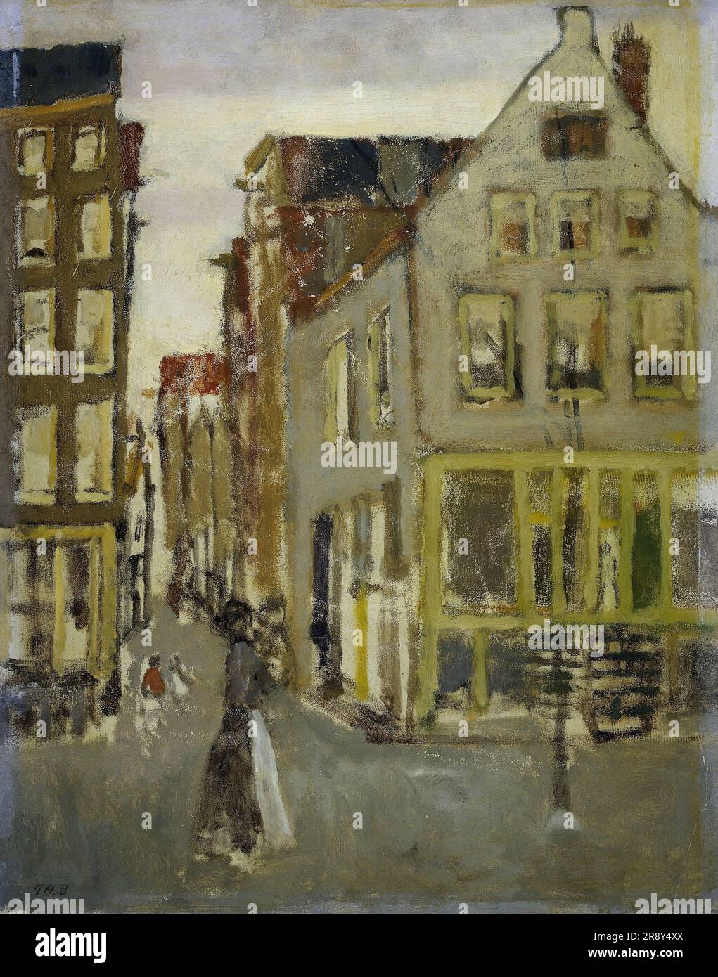 Le Lauriergracht à la Tweede Laurierdwarsstraat, 1917-1918. Titre alternatif: Quartier dans le Jordaan d'Amsterdam. Le Lauriergracht (canal Laurel) dans la région de Jordaan a été peint et photographié par Breitner qui y avait un studio. Banque D'Images