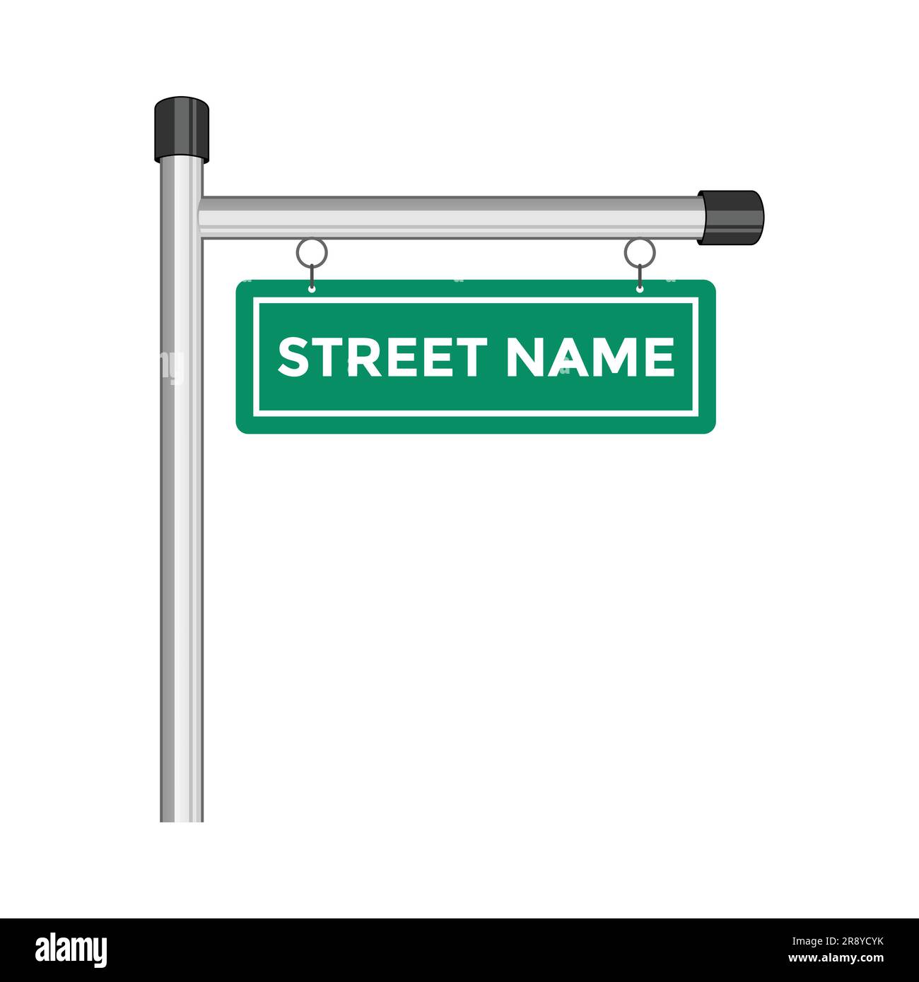 Panneau vert, fixé sur un poteau. Un nom de rue individuel peut être étiqueté Illustration de Vecteur