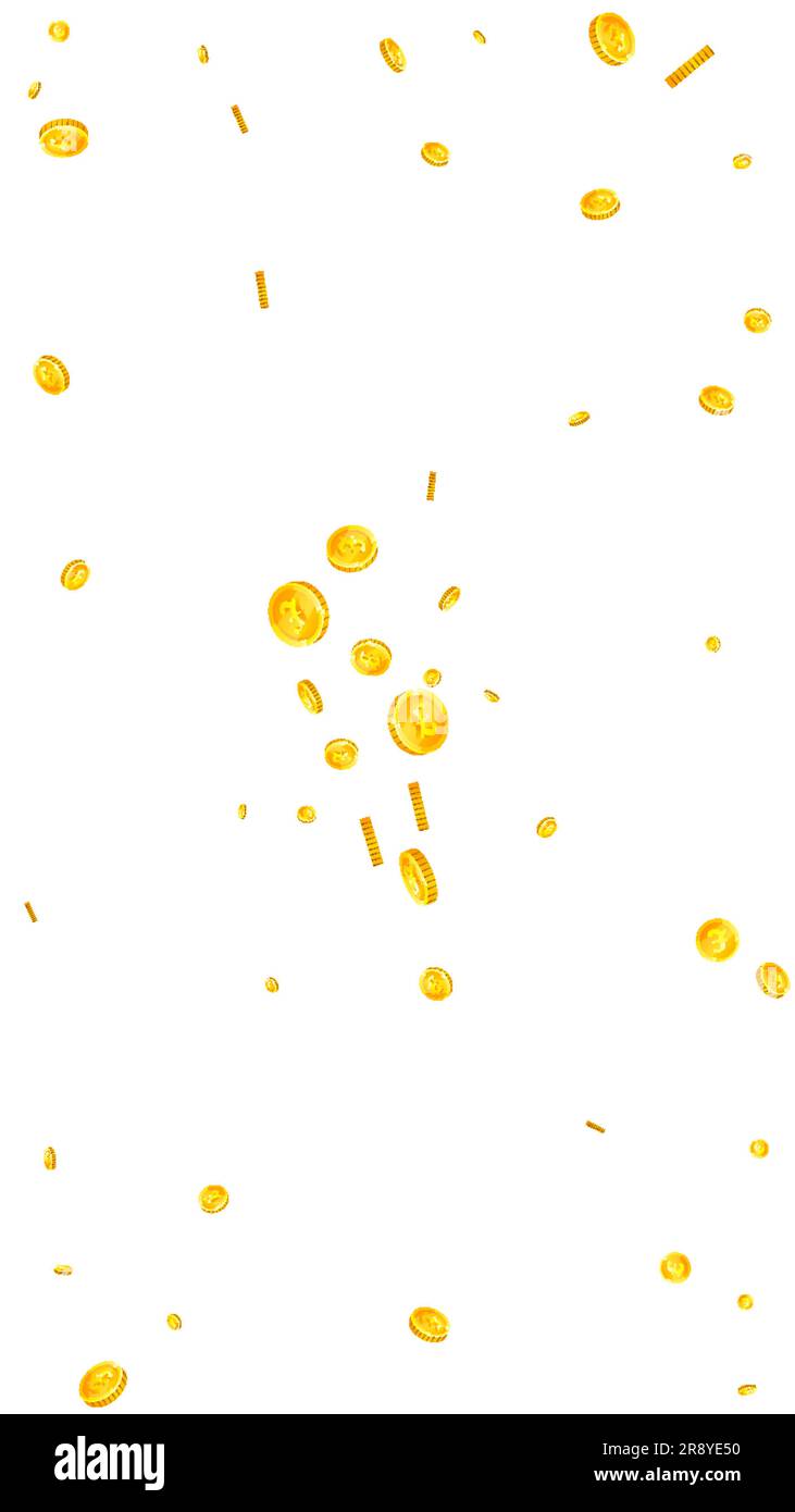 Les pièces de la livre sterling chutent. Pièces en livres sterling d'or éparpillées. Argent du Royaume-Uni. Concept de réussite commerciale. Illustration vectorielle. Illustration de Vecteur